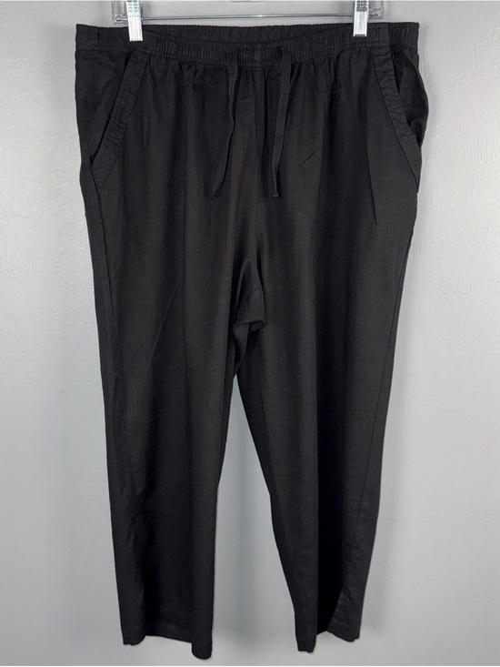Coral Bay Pants - Coral Bay Pants Womens XL Black Linen Blend Drawstring Straight Leg Lightweight